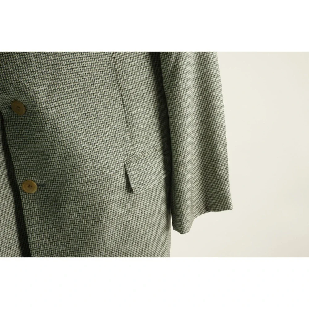 Hickey Freeman Silk Wool Jersey Houndstooth Madison Blazer Mens 46L Blue Cream‎